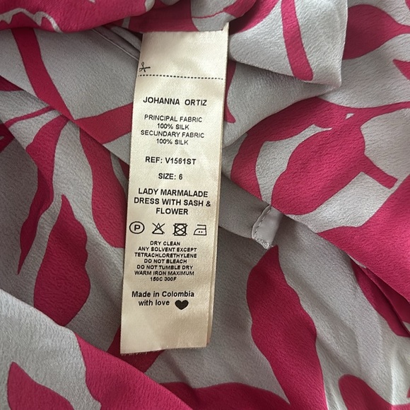 Johanna Ortiz Lady Marmalade 100% Silk Floral Mini Dress w/Sash & Flower Size 6 - Picture 16 of 16